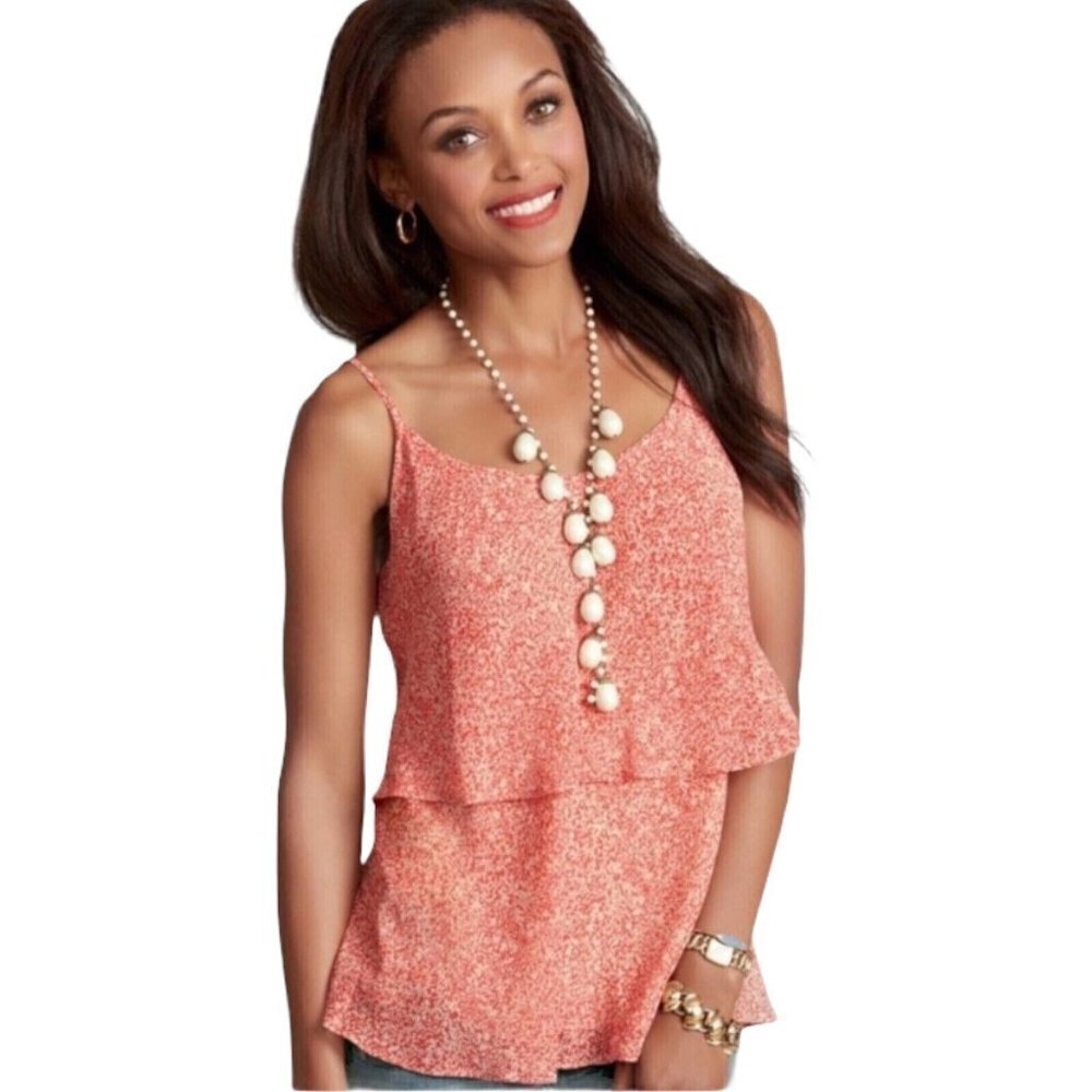 CAbi Ruffled Tiered Cami Tank Top Size‎ S Small #339  Red White lined
